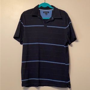 Banana Republic Black & Navy Striped Polo, Large